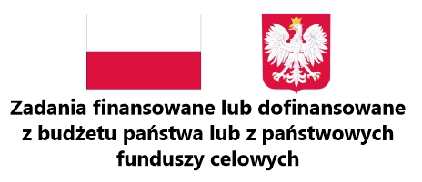 Flaga Polki, Herb Polski z napisem Zadania finansowane lub dofinansowane z budżetu państwa lub z państwowych funduszy celowych